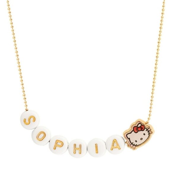 Hello Kitty Personalized Necklace, 16 Inch, 55 Letter Beads, Gold Tone Chain - Picture 3 of 5